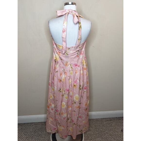 Fashion Nova Floral Halter Midi Dress Pink Rose NWT - Picture 6 of 8